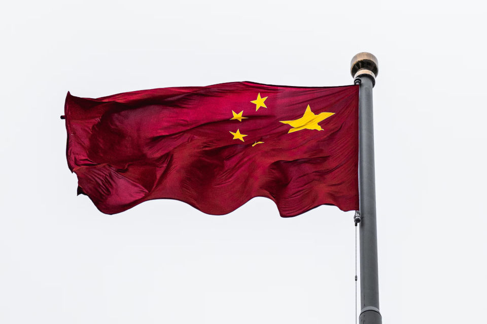 Chinese flag on a pole