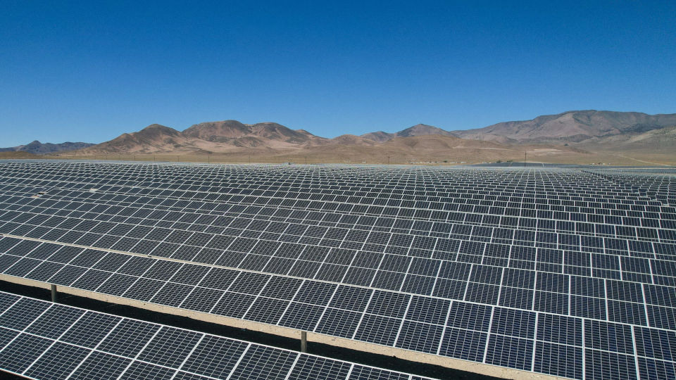 Photo of a solar farm in the desert
