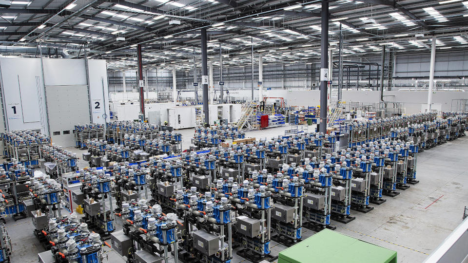 Photo of an electrolyzer factory
